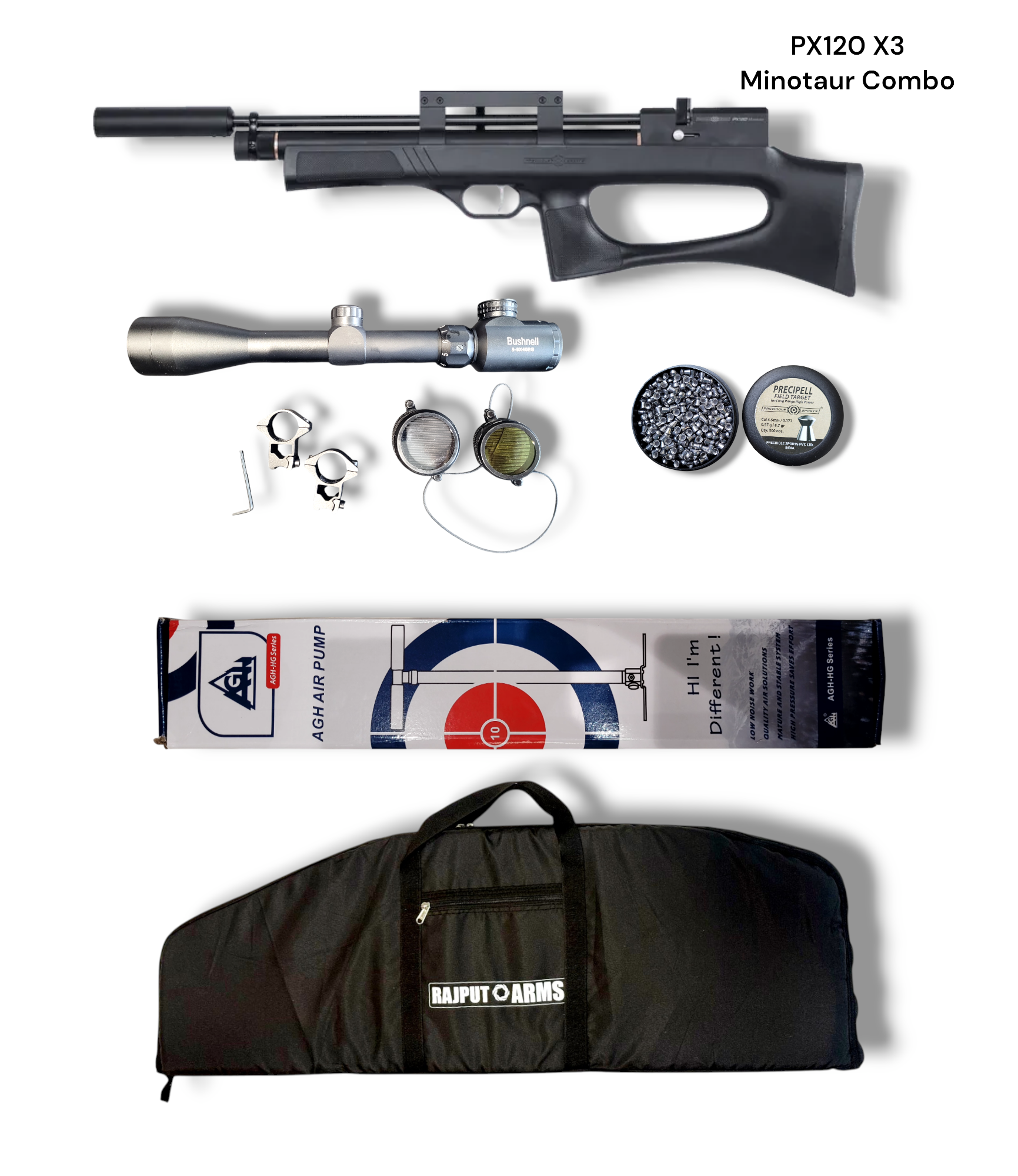 PRECIHOLE PX120 MINOTAUR X3 PCP AIR RIFLE COMBO