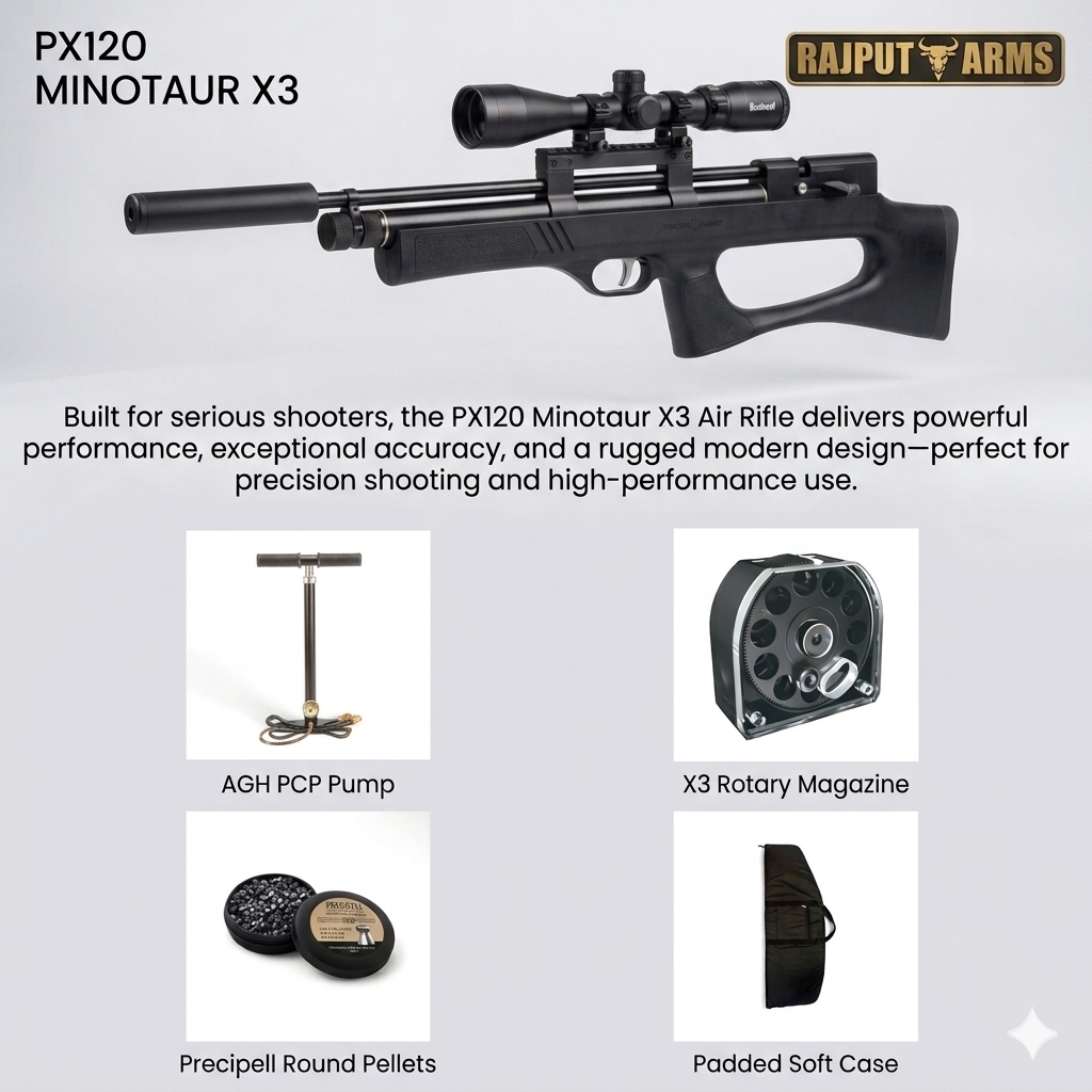 PRECIHOLE PX120 MINOTAUR X3 PCP AIR RIFLE COMBO